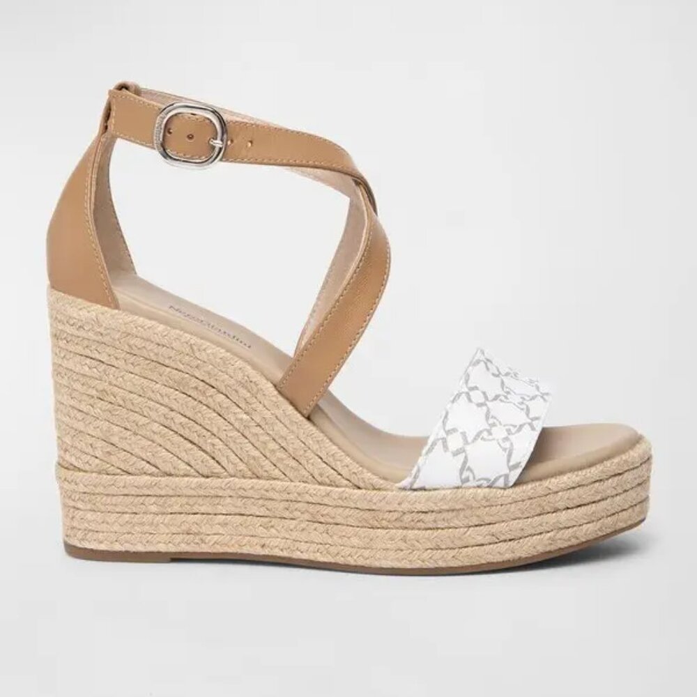 NeroGiardini Espadrille Wedge Sandals Women’s Size 9, Tan/Cream/White Summer
